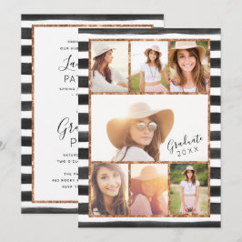 Inbjudan Glam Ro Guld Photo Collage Studenten