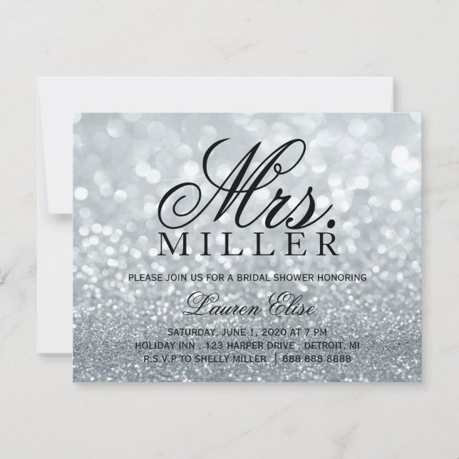 Inbjudan - Glit Fab Fru möhippa 2 Silv (Framsida)