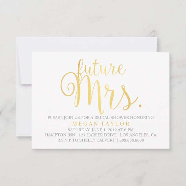 Inbjudan - Golden Script future Mrs. Möhippa (Framsida)