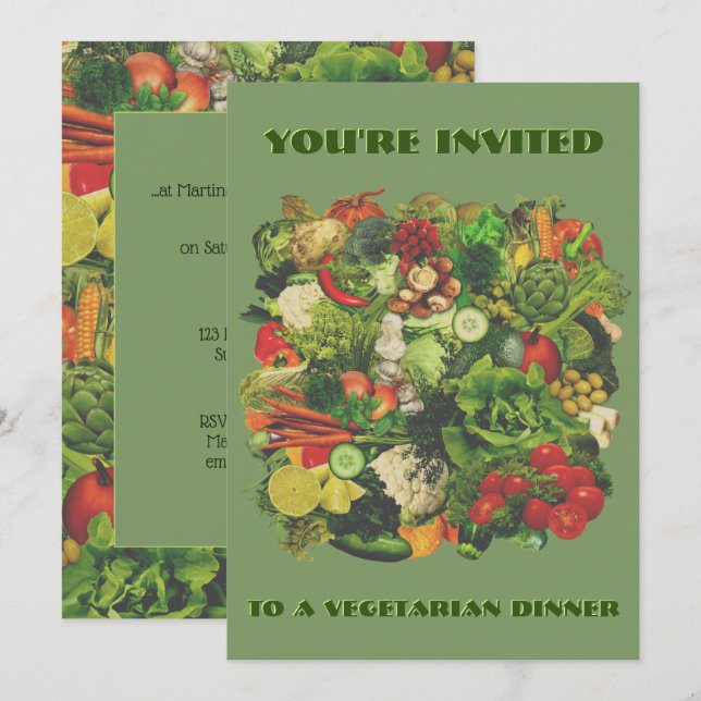 Inbjudan 🥕 grönsaksmiddagar 🧅 🥑 (Fram/baksida)