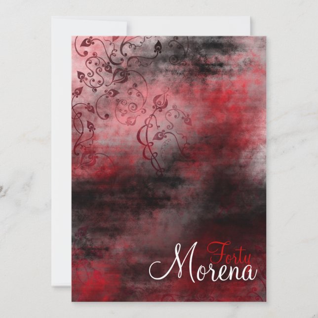 Inbjudan Grunge Swirl Red (Framsida)