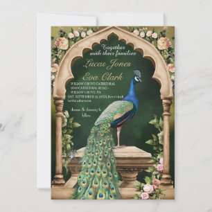 Inbjudan guld Burgundy Mehendi Henna Indian Bröllo