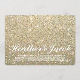 Inbjudan - Guld Glit Fab Bröllop