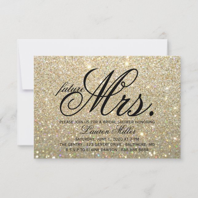 Inbjudan - Guld Glit Fab framtid Mrs Möhippa (Framsida)