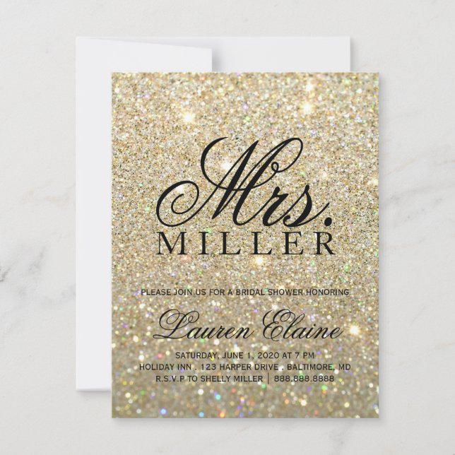 Inbjudan - guld- Glit Fab Fru möhippa 3 (Framsida)