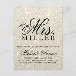 Inbjudan - guld- glitter Fab framtida Fru Möhippa
