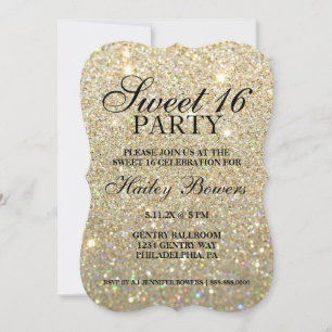 Inbjudan - Guld Glitter Fab Sweet 16