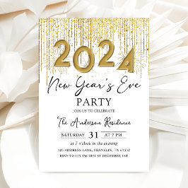 Inbjudan guld Glitter Nyårsafton Party 2024