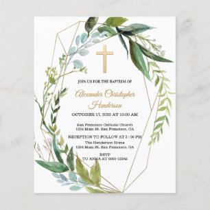 Inbjudan guld & Grey/BUDGET/Baptism. Flygblad