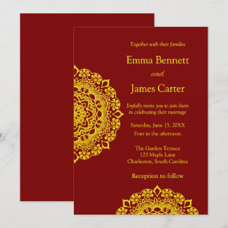 Inbjudan guld mandala bröllop