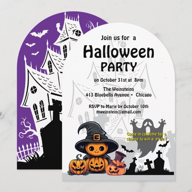 Inbjudan : HALLOWEEN Hus #2 (Fram/baksida)