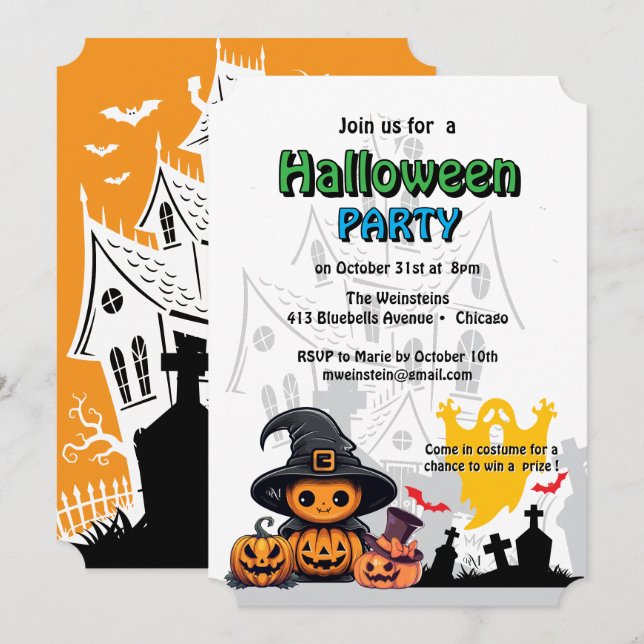 Inbjudan : HALLOWEEN Hus #3 (Fram/baksida)