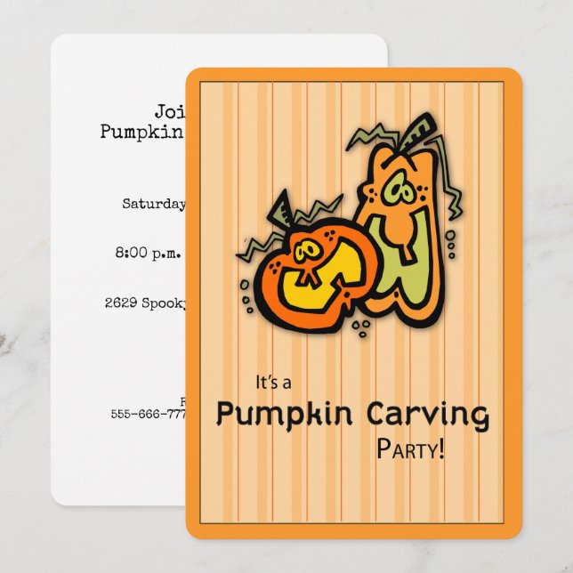 Inbjudan Halloween Pumpa Skärande Fest (Fram/baksida)
