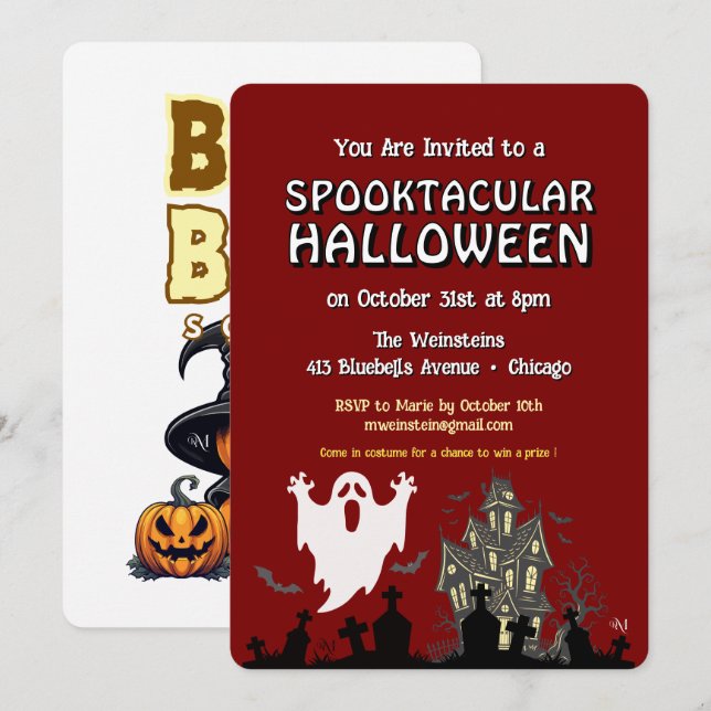 Inbjudan: HALLOWEEN Spooktacular #4 Inbjudningar (Fram/baksida)