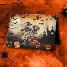 INBJUDAN Halloweenfest Skelett som rider på Mummy