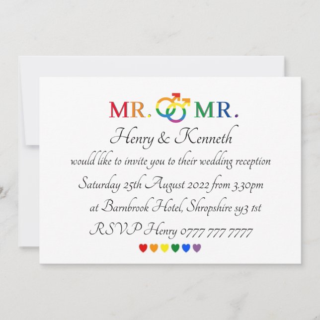 Inbjudan - herr och herr Bröllopedbjudan (Framsida)