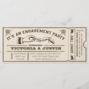 Inbjudan III för vintageförlovningsfestbiljett