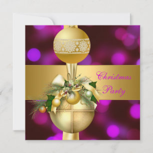 Inbjudan Julfest Guld Kulor Lila Rosa
