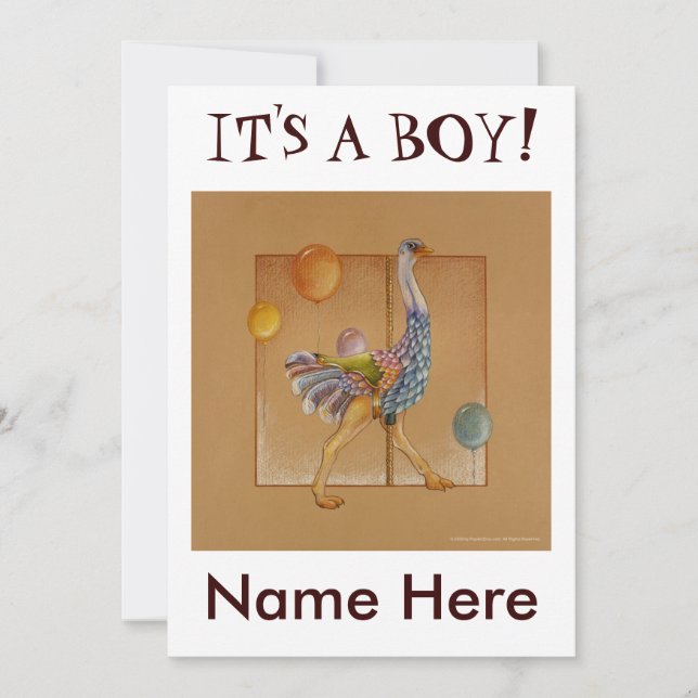 Inbjudan - Karousel Ostrich (Framsida)