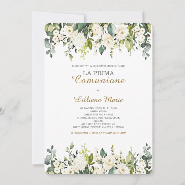 Inbjudan Kommunion Flickas Inbjudan (Framsida)