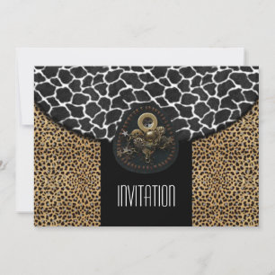 Inbjudan Leopard Svart Vitt Ko Tryck