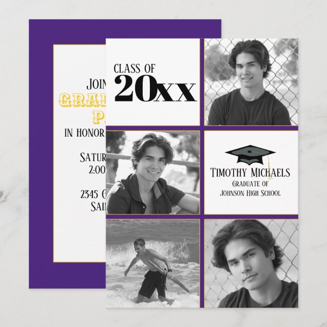 Inbjudan lila & Guld Studenten, projektionsyta 7 t (Fram/baksida)