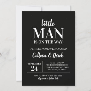 Inbjudan Little Man Black & White Baby Shower
