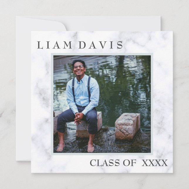 Inbjudan Luxe Marble Christian Studenten (Framsida)