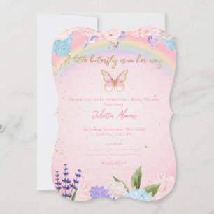 Inbjudan Mariposas, Arcoiris y Flores