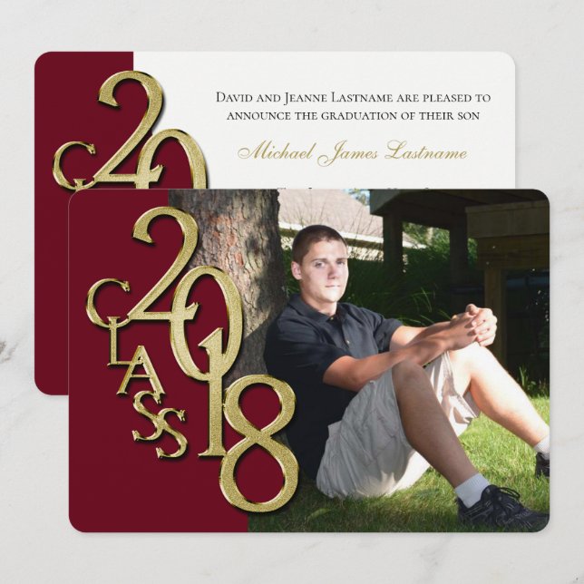 Inbjudan Maron och Guld 2018 Studenten (Fram/baksida)