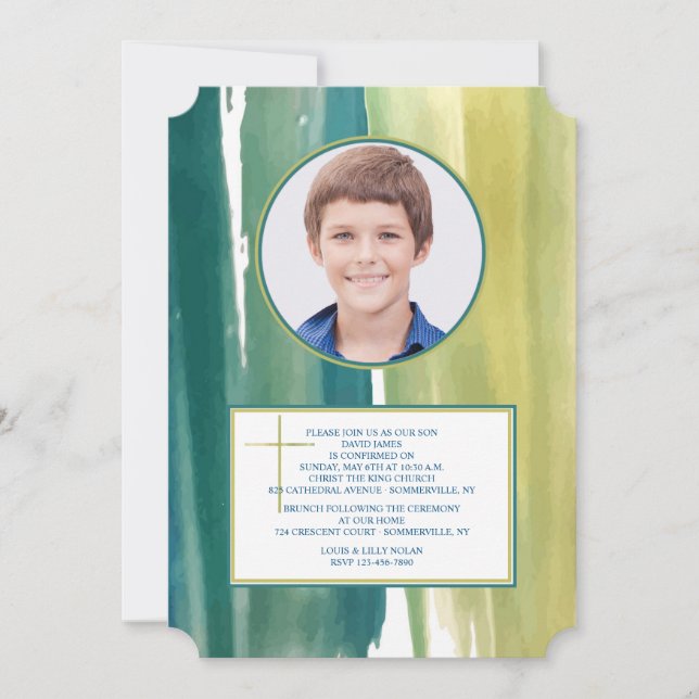 Inbjudan med akvarellpenseldrag Foto (Framsida)