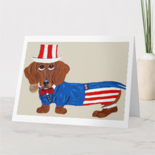 Inbjudan med Dachshund Uncle Sam
