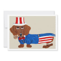 Inbjudan med Dachshund Uncle Sam