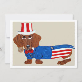 Inbjudan med Dachshund Uncle Sam