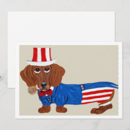 Inbjudan med Dachshund Uncle Sam