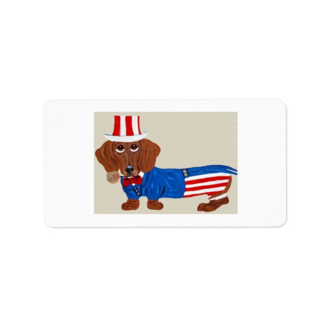 Inbjudan med Dachshund Uncle Sam Adressetikett (Framsidan)