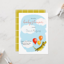 Inbjudan med krokodil för baby shower