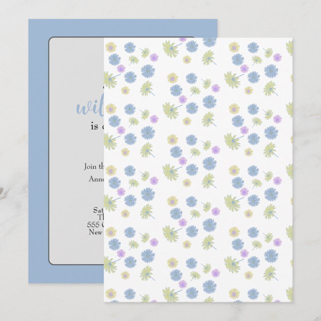 Inbjudan med ömtåliga tusenskönor  (Fram/baksida)