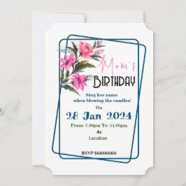 Inbjudan med rosa blomma