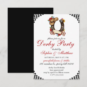Inbjudan med tema Kentucky Derby-hästkapplöpning,