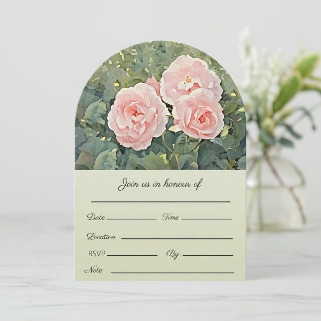 Inbjudan med tre vackra rosor (Stående Fram)