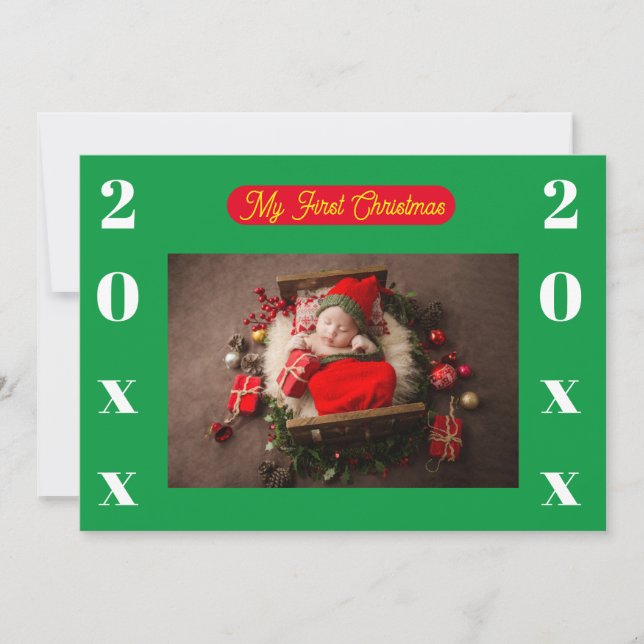 Inbjudan - Min första jul - Lägg till bild/år (Framsida)