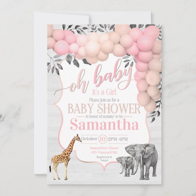 Inbjudan Mjuk & Sweet Zoo Animal Baby Shower (Framsida)