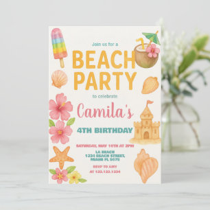 Inbjudan och dekoration för roligt Beach Party-föd