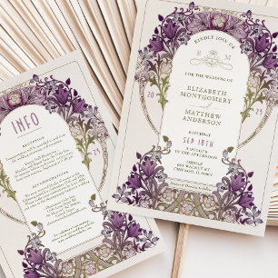 Inbjudan och info om mörk Lavender Vintage bröllop
