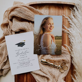 inbjudan och meddelande om vit skriptgrad