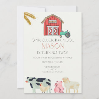 Inbjudan Oink Cluck Baa Moo Digital
