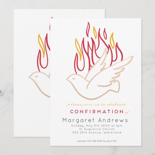 Inbjudan om bekräftelse av gyllene Dove (Fram/baksida)