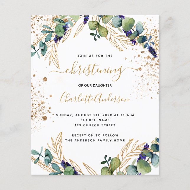 Inbjudan om eukalyptus greenery till budgetprofete (Framsida)