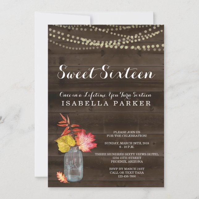 Inbjudan om felaktig Sweet sixteen (Framsida)